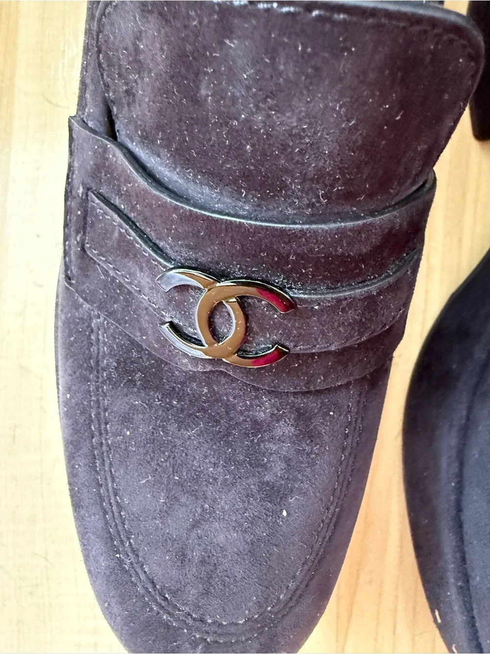 CHANEL Men’s Suede Loafers in Dark Brown with CC Hardware